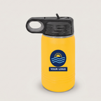12oz Water Bottle in Yellow with a full-color printed sample logo | Karved Concepts