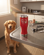 14oz Pilsner Tumbler with a custom full-color printed logo, styled photo | Karved Concepts