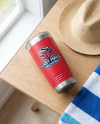 16oz Pint Tumbler with a custom full-color printed logo, flat lay | Karved Concepts
