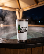 16oz Pint Tumbler with a custom full-color printed logo, outdoors | Karved Concepts