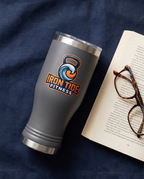 20oz Pilsner Tumbler with a custom full-color printed logo, flat lay | Karved Concepts