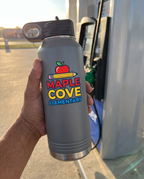 40oz Water Bottle with a custom full-color printed logo, in hand to show size | Karved Concepts