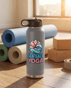 40oz Water Bottle with a custom full-color printed logo, styled photo | Karved Concepts