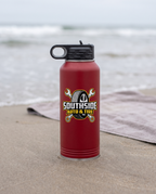 40oz Water Bottle with a custom full-color printed logo, outdoors | Karved Concepts