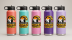 40oz Water Bottle with a custom full-color printed logo, color lineup | Karved Concepts