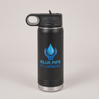 20oz Water Bottle, UV printed with a sample business logo (illustrative image)