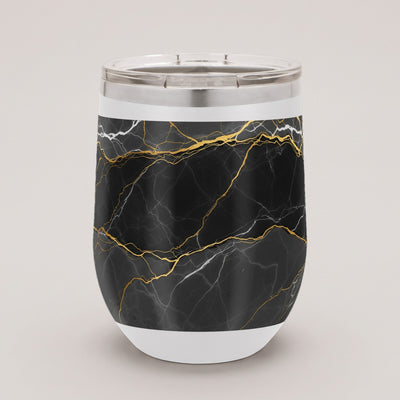 12oz Wine Tumbler, UV printed with a Karved dark marble design (design example)