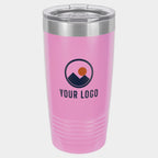 Mockup: Polar Camel 20oz Ringneck tumbler in Light Purple, UV printed with a sample YOUR LOGO mark