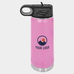 Mockup: Polar Camel 20oz water bottle in Light Purple, UV printed with a sample YOUR LOGO mark