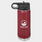 Mockup: Polar Camel 20oz water bottle in Maroon, UV printed with a sample YOUR LOGO mark