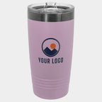 Mockup: Polar Camel 20oz Ringneck tumbler in Moody Lilac / Ghost Black, UV printed with a sample YOUR LOGO mark