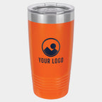 Mockup: Polar Camel 20oz Ringneck tumbler in Orange, UV printed with a sample YOUR LOGO mark