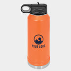 Mockup: Polar Camel 32oz water bottle in Orange, UV printed with a sample YOUR LOGO mark