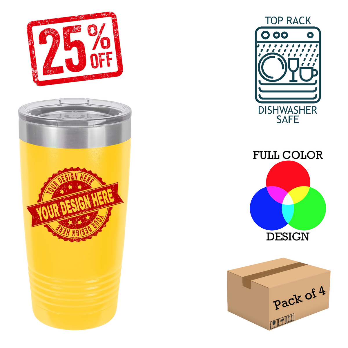 4 Pack Polar Camel 20 oz. Insulated Ringneck Tumbler