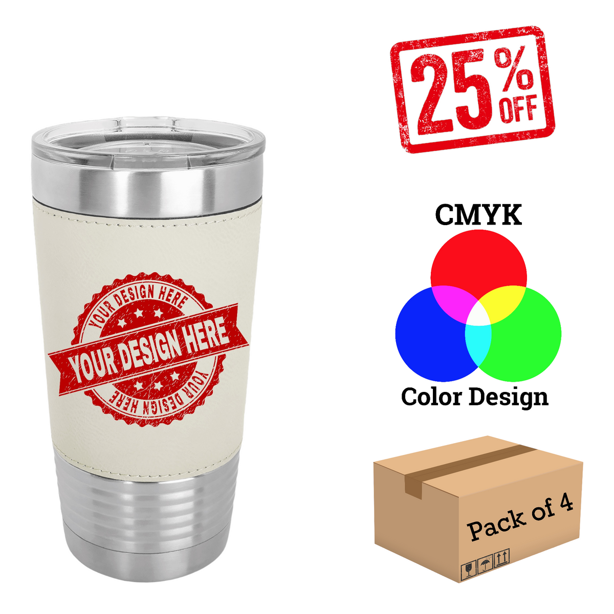 4 Pack Polar Camel 20 oz. Leatherette Tumbler