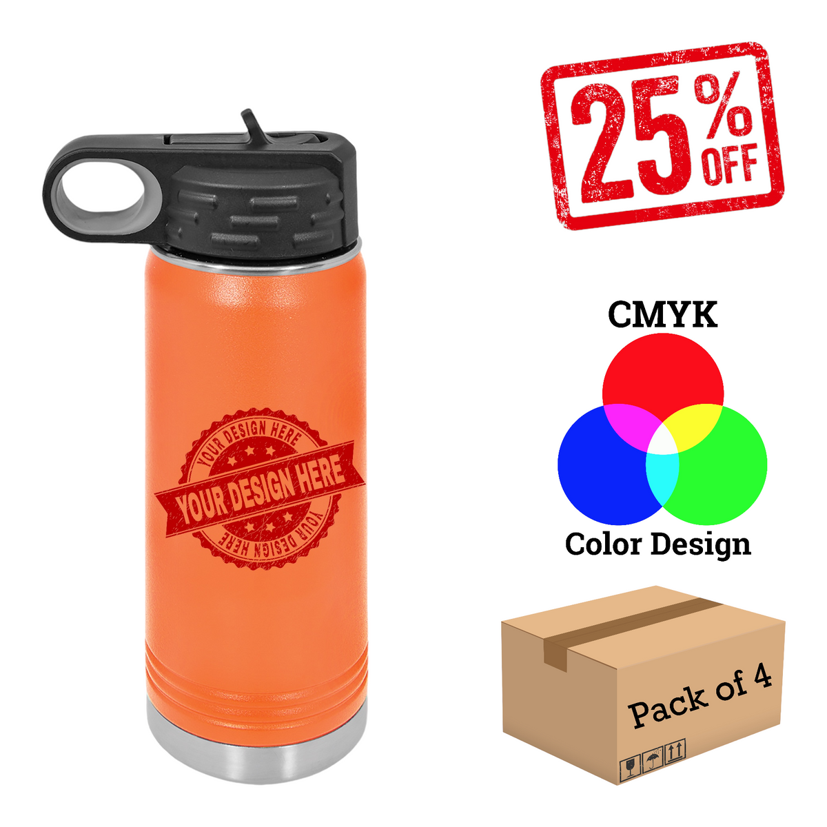 4 Pack Polar Camel 20 oz. Water Bottle