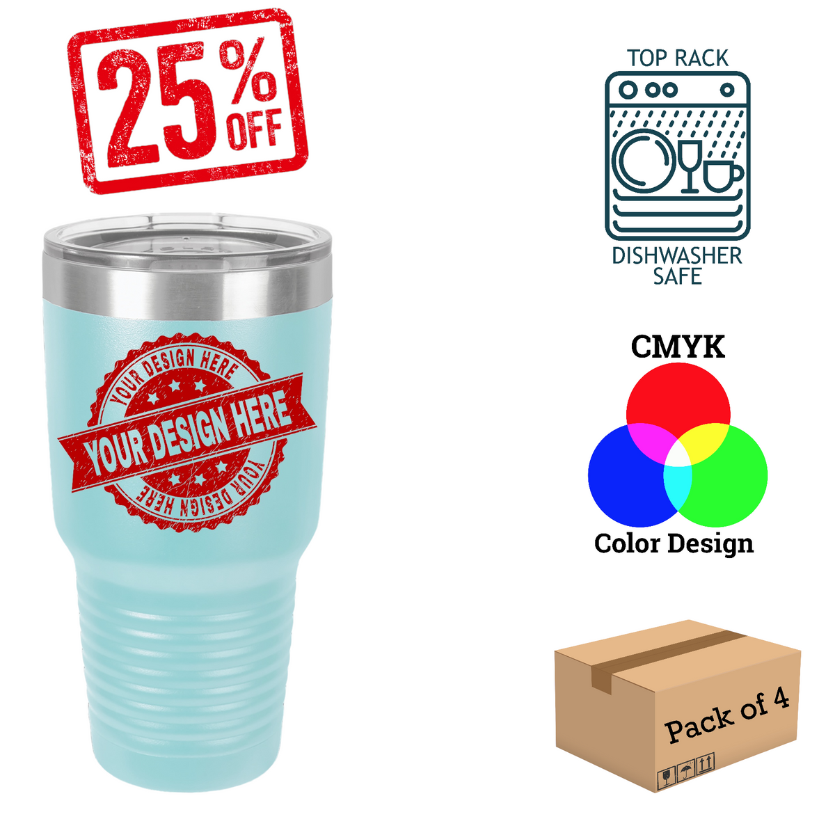 4 Pack Polar Camel 30 oz. Insulated Ringneck Tumbler