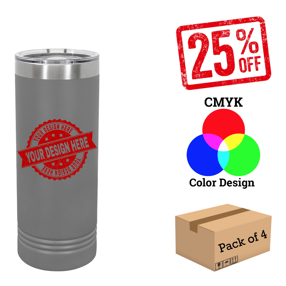 4 Pack Polar Camel 22 oz. Skinny Tumbler