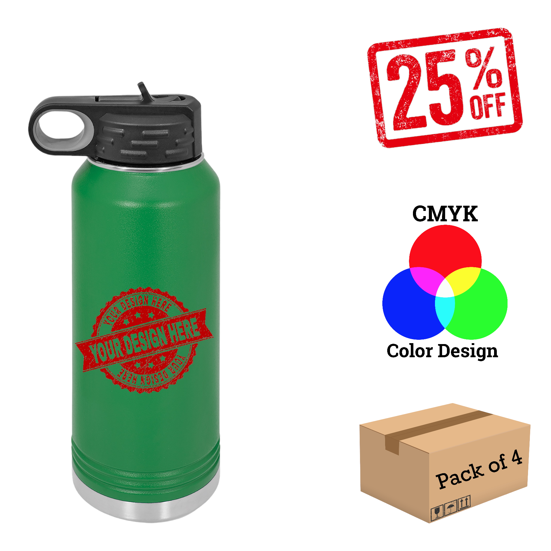 4 Pack Polar Camel 32oz. Water Bottle