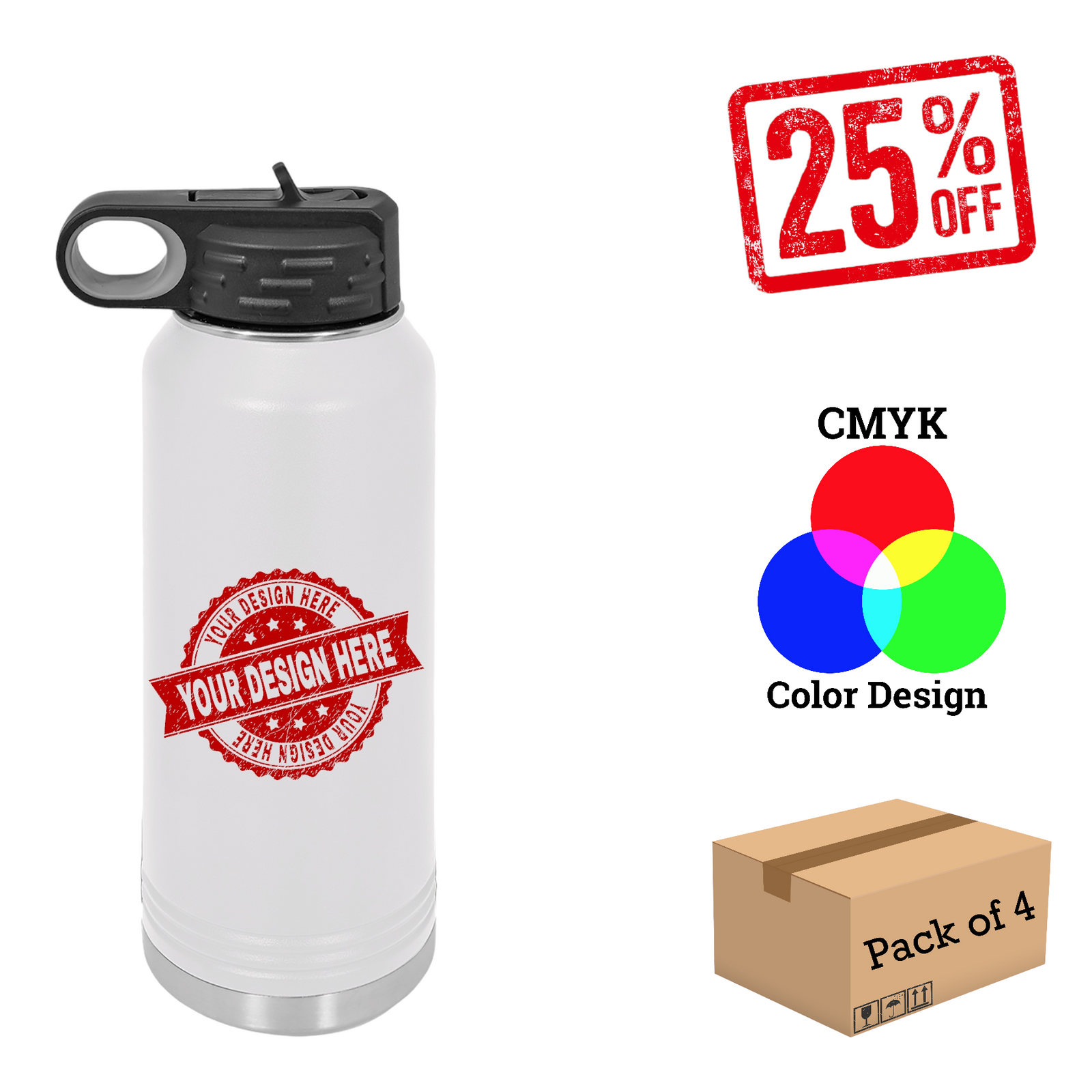 4 Pack Polar Camel 32oz. Water Bottle