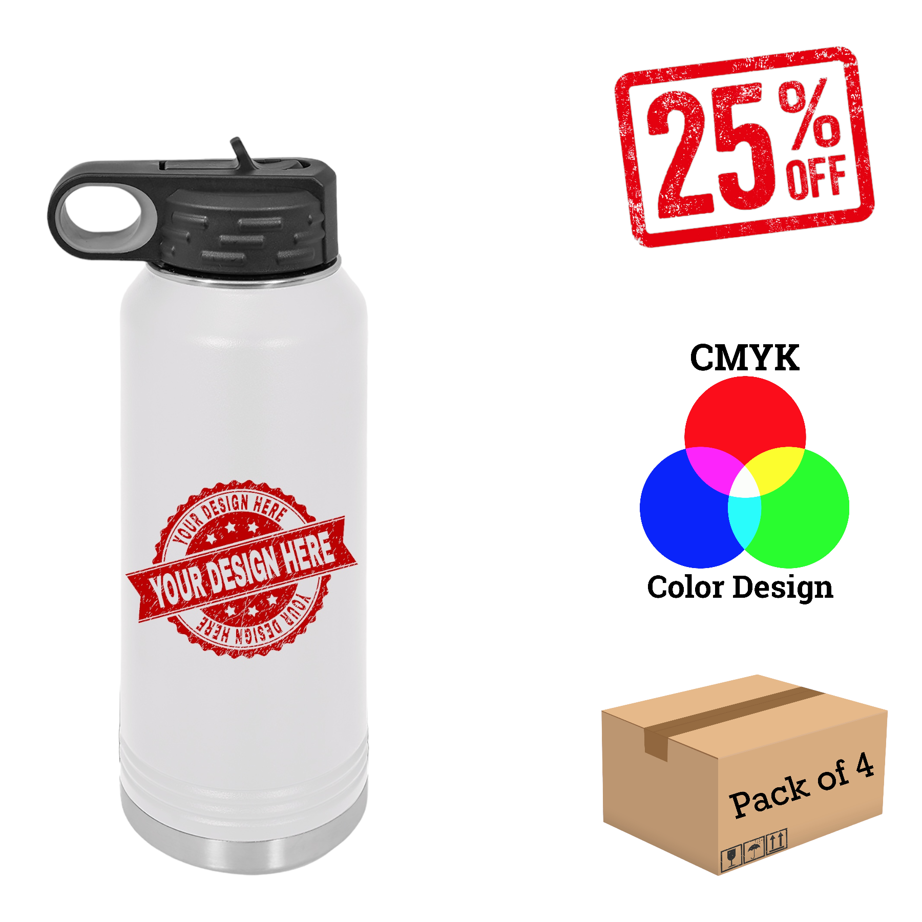 4 Pack Polar Camel 32oz. Water Bottle