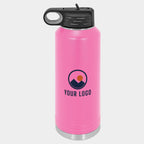 Mockup: Polar Camel 40oz water bottle in Pink, UV printed with a sample YOUR LOGO mark