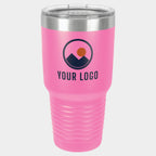 Mockup: Polar Camel 30oz Ringneck tumbler in Pink, UV printed with a sample YOUR LOGO mark