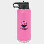Mockup: Polar Camel 32oz water bottle in Pink, UV printed with a sample YOUR LOGO mark