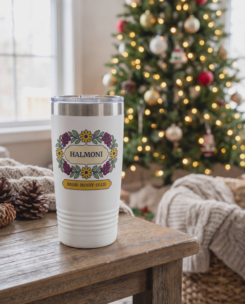 Berry Wreath Personalized Grandma Tumbler: short silent video of the cup in its scene