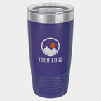 Mockup: Polar Camel 20oz Ringneck tumbler in Purple, UV printed with a sample YOUR LOGO mark