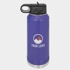 Mockup: Polar Camel 32oz water bottle in Purple, UV printed with a sample YOUR LOGO mark