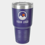 Mockup: Polar Camel 30oz Ringneck tumbler in Purple, UV printed with a sample YOUR LOGO mark
