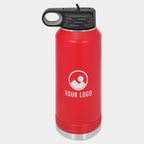 Mockup: Polar Camel 32oz water bottle in Red, UV printed with a sample YOUR LOGO mark
