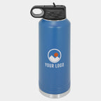 Mockup: Polar Camel 40oz water bottle in Royal Blue, UV printed with a sample YOUR LOGO mark