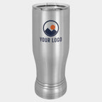 Mockup: Polar Camel 14oz pilsner tumbler in Stainless Steel, UV printed with a sample YOUR LOGO mark