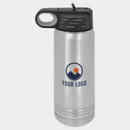 Mockup: Polar Camel 20oz water bottle in Stainless Steel, UV printed with a sample YOUR LOGO mark