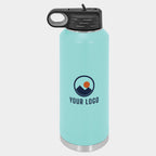 Mockup: Polar Camel 40oz water bottle in Teal, UV printed with a sample YOUR LOGO mark