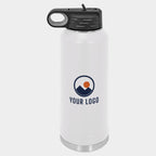 Mockup: Polar Camel 40oz water bottle in White, UV printed with a sample YOUR LOGO mark