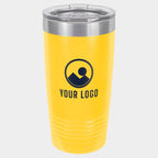 Mockup: Polar Camel 20oz Ringneck tumbler in Yellow, UV printed with a sample YOUR LOGO mark