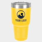Mockup: Polar Camel 30oz Ringneck tumbler in Yellow, UV printed with a sample YOUR LOGO mark