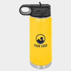 Mockup: Polar Camel 20oz water bottle in Yellow, UV printed with a sample YOUR LOGO mark