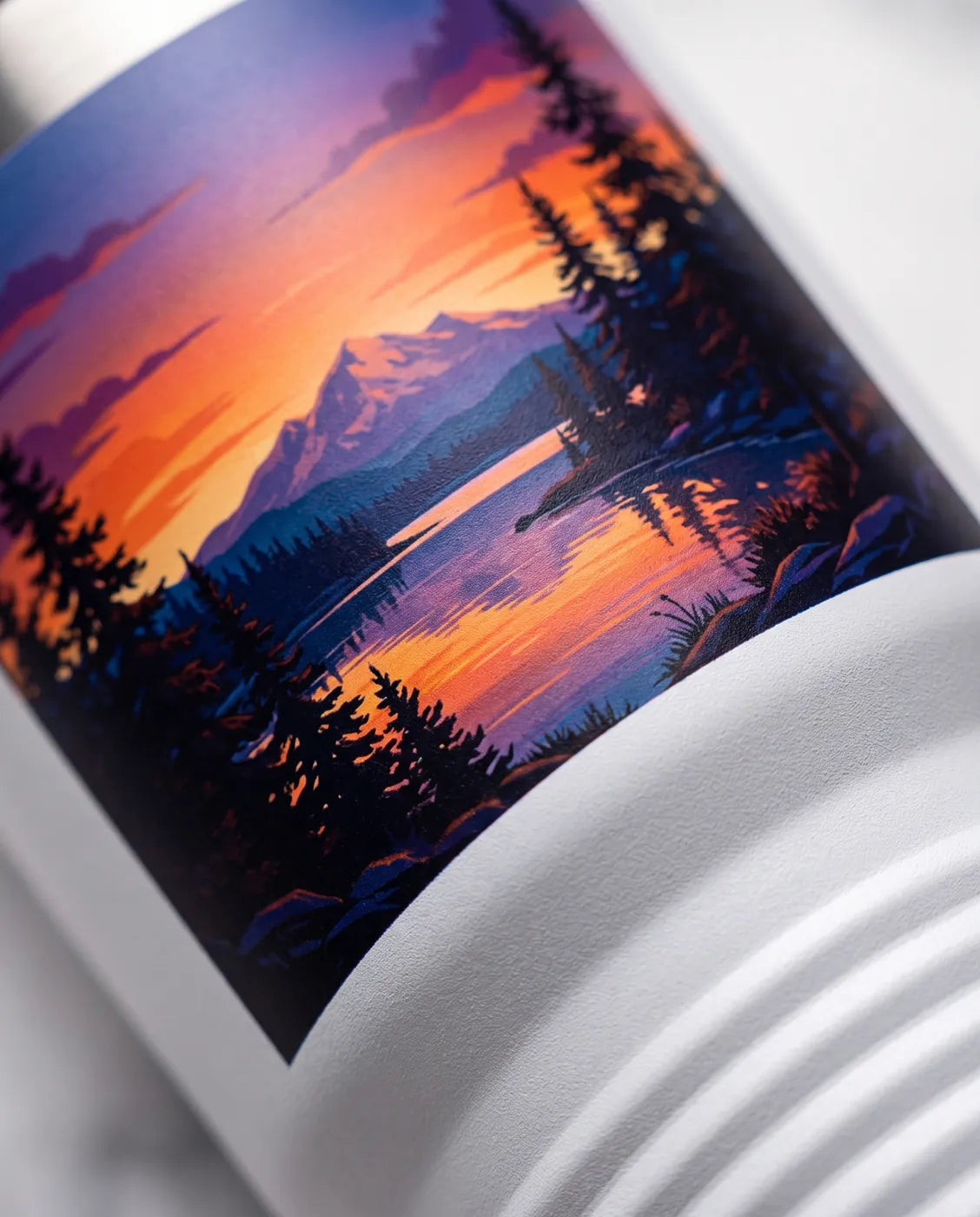 Full-color UV printed artwork on a tumbler
