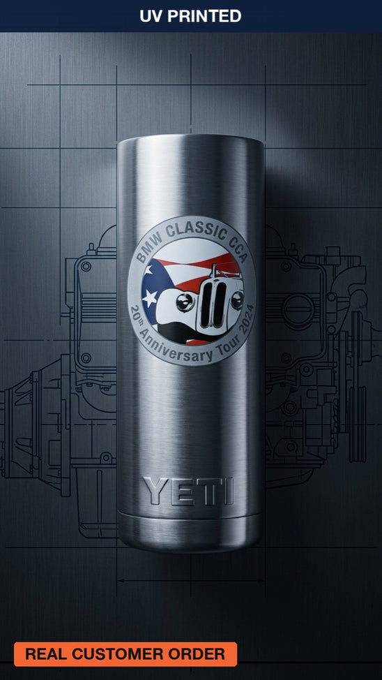 BMW Classic CCA, custom UV printed drinkware