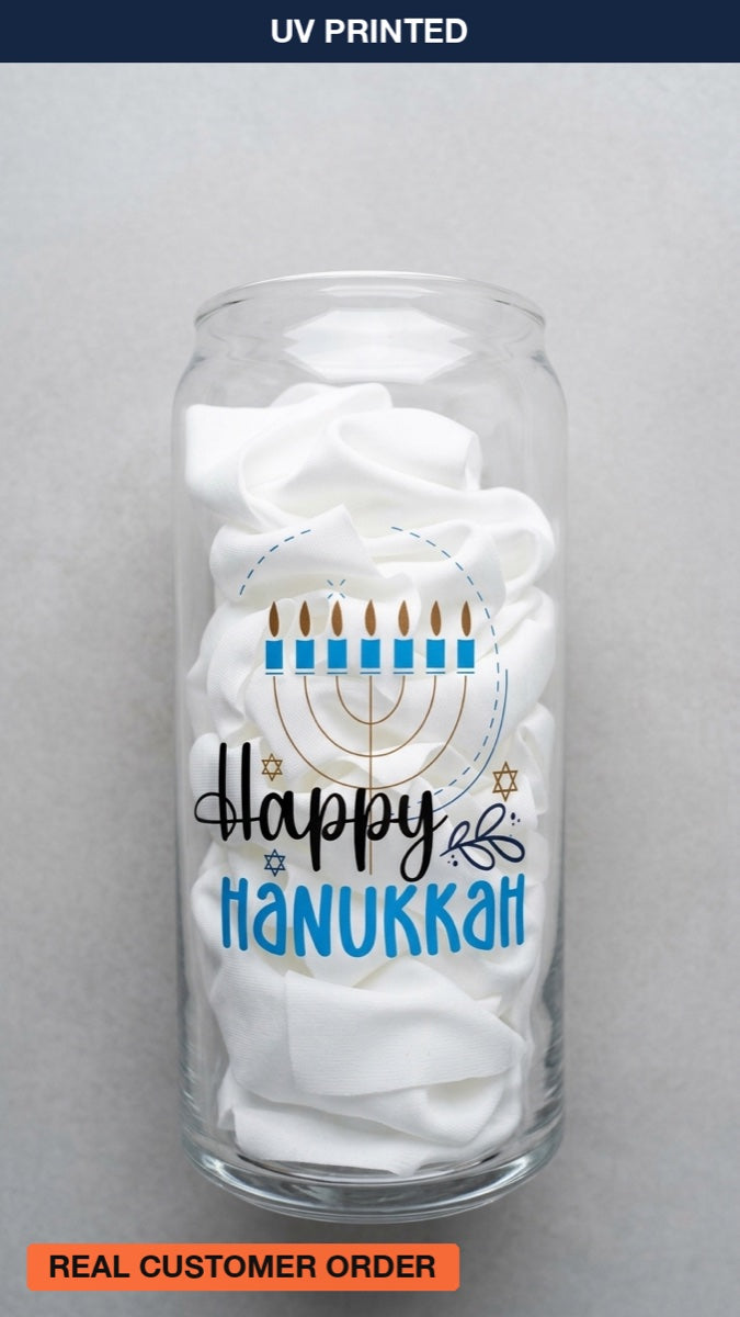 Happy Hanukkah — custom UV printed drinkware