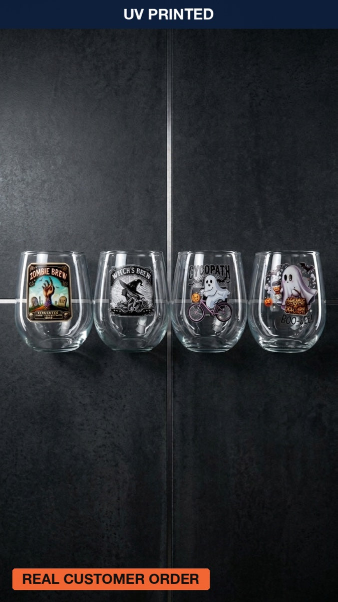 Halloween Wine Set — custom UV printed drinkware