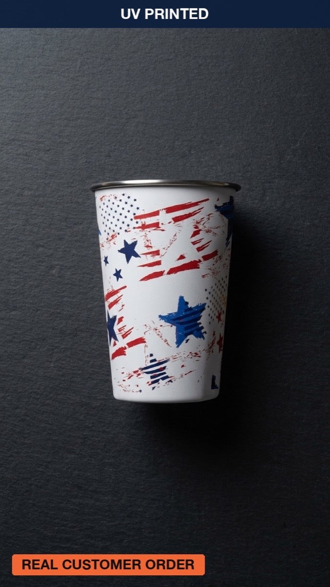 Patriotic Stadium Cup — custom UV printed drinkware