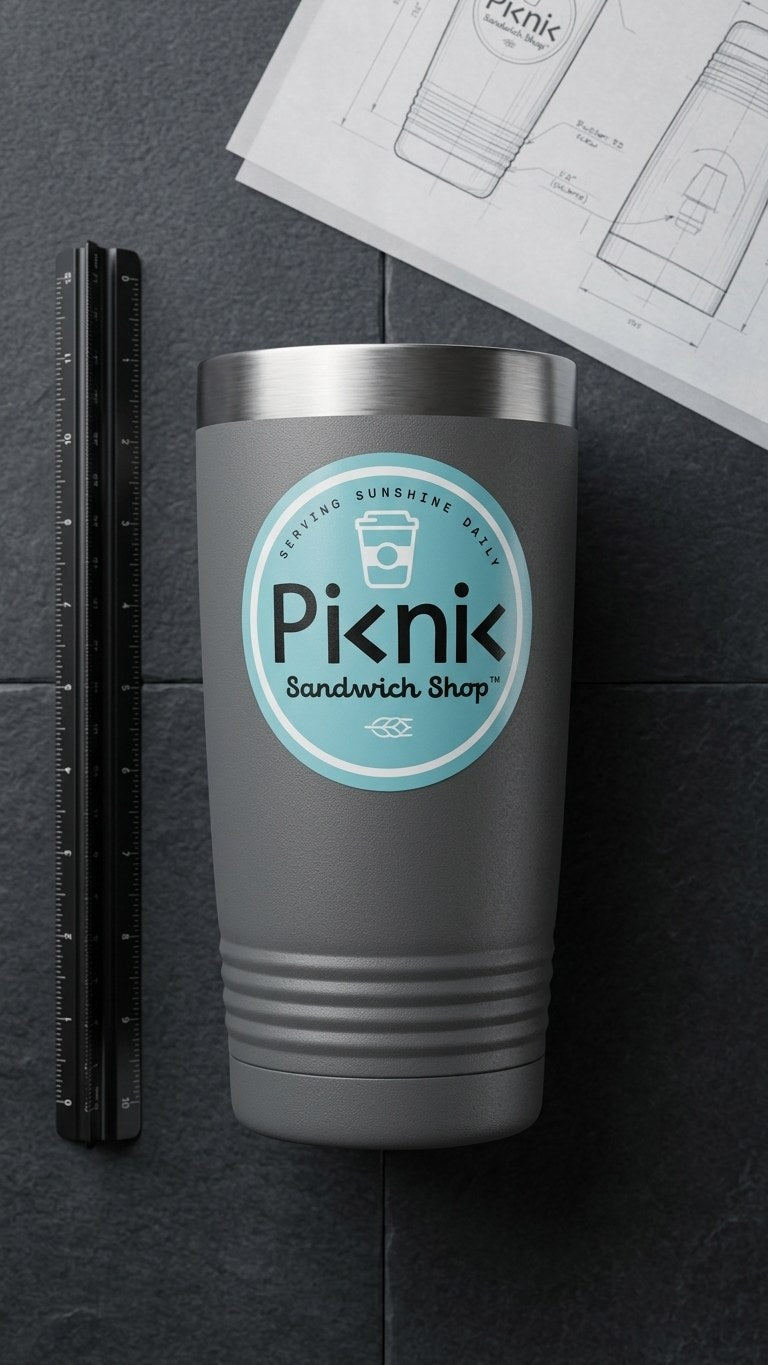 UV Printed Grey Badge Logo Tumbler