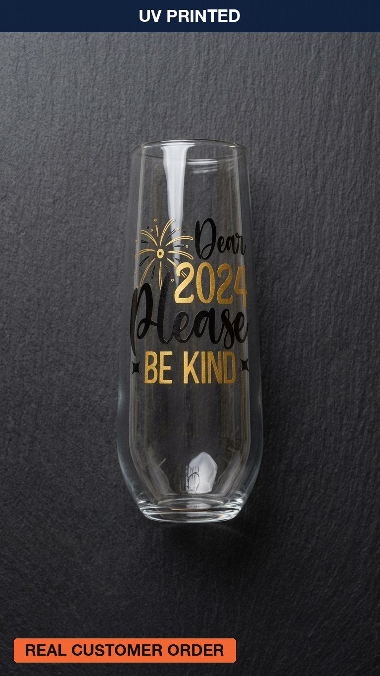 UV Printed Stemless Champagne Flute