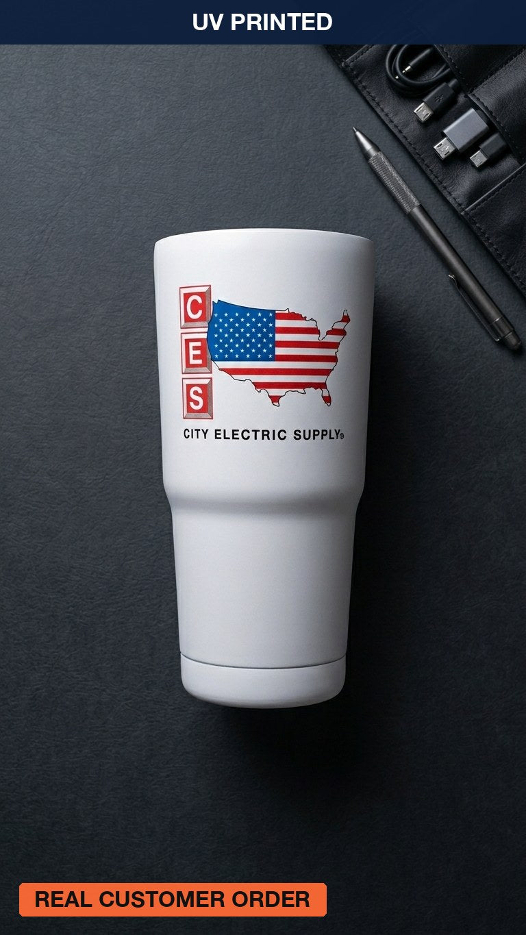 UV Printed White Flag Logo Tumbler